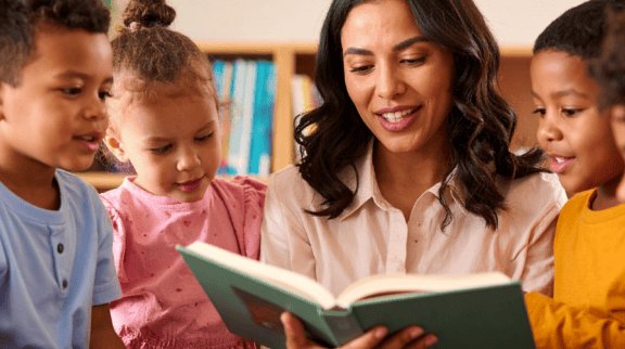 Teacher reading to students